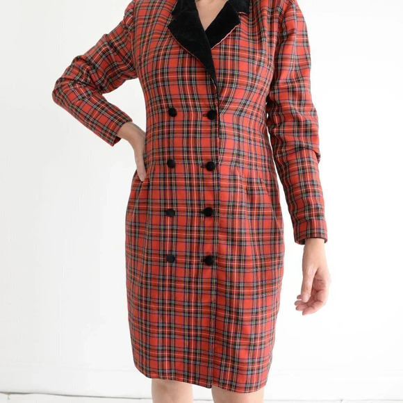 Vintage Northern Traditions Red Scottish Print Double Breasted Dress 5-6 - Picture 2 of 10